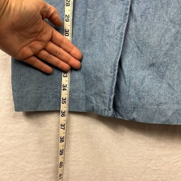 Vintage 90s Full Button Denim Sheath Dress Womens M Square Neck Boho Mom USA - Picture 13 of 13